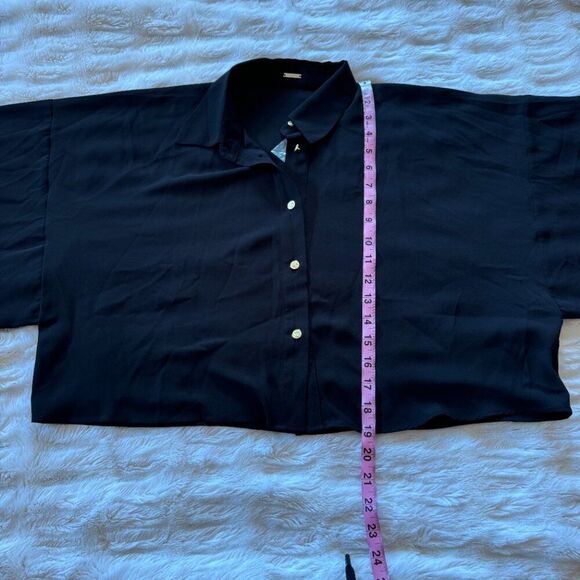 NWT Tahari Black Collared Button Up Blouse Top - Picture 9 of 14